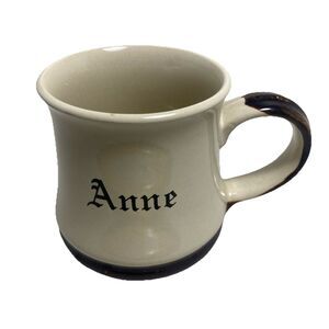 Pigeon Forge Pottery Mug Beige Brown Rim Anne Personal Name Rustic Collectible